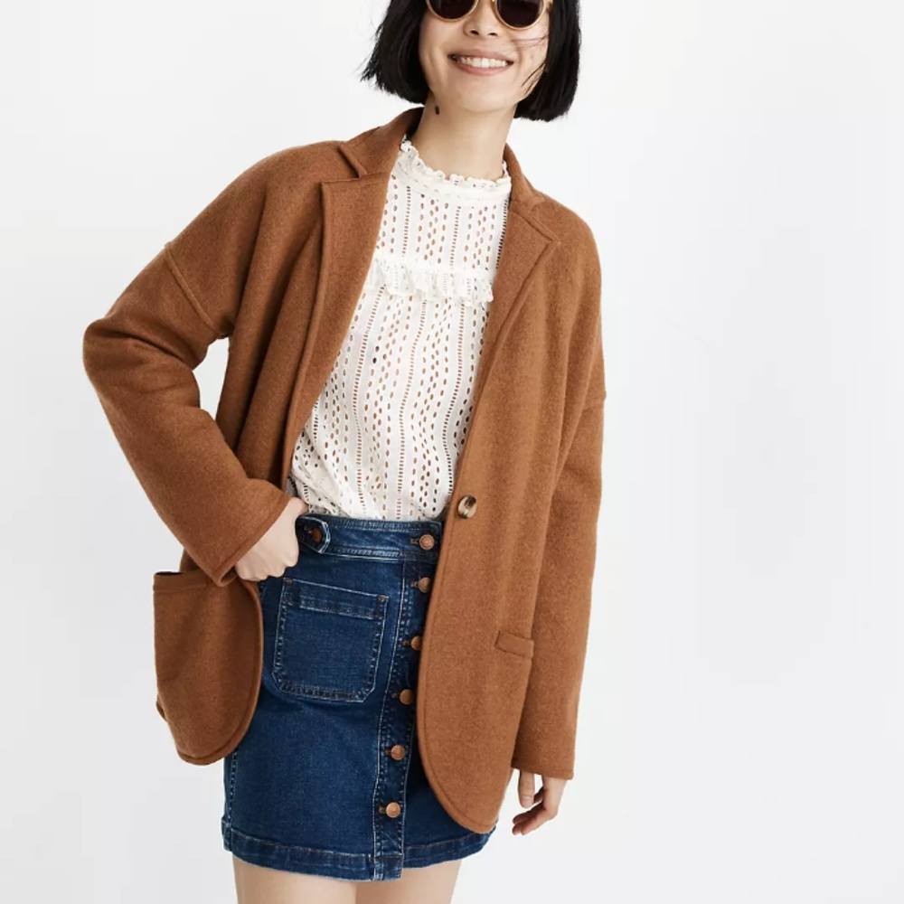 Madewell Saville Sweater Blazer in Heather Pecan XS